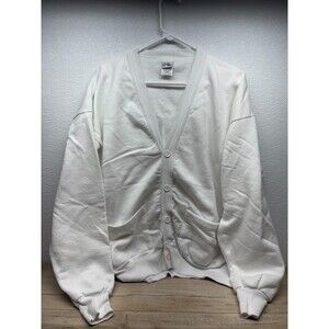 Vtg Quiltman USA Womens White Cardigan Sweater All Size